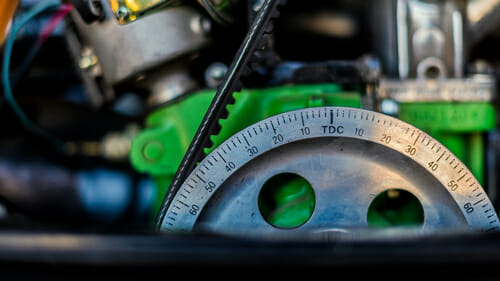 A serpentine belt close up. 